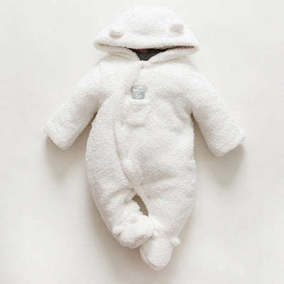 Baby clothes lamb winter cotton padded clothes baby newborn baby skin thickening climb Siamese clothes cotton - D&A