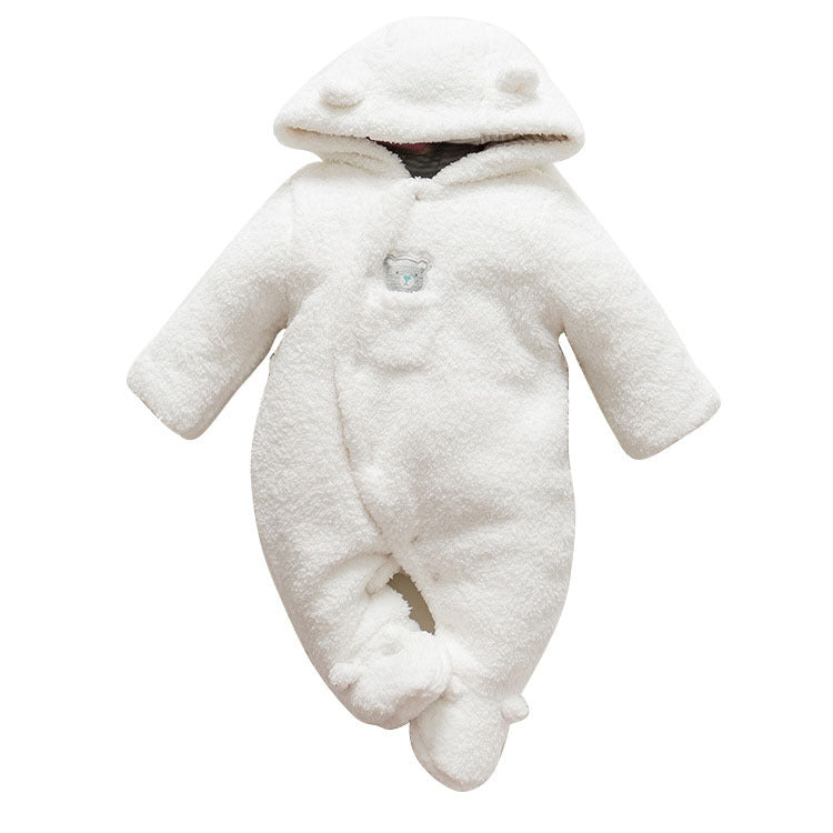 Baby clothes lamb winter cotton padded clothes baby newborn baby skin thickening climb Siamese clothes cotton - D&A