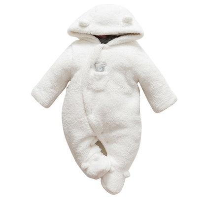 Baby clothes lamb winter cotton padded clothes baby newborn baby skin thickening climb Siamese clothes cotton - D&A