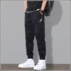 Overalls Men's Velvet Padded Casual Pants Thin Feather Black - D&A
