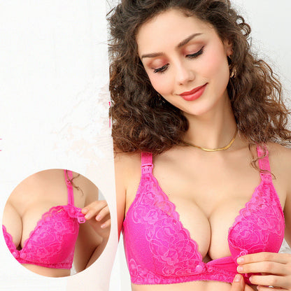 BreastFeeding Bra Lace Cotton Maternity Nursing bra Rose red - D&A