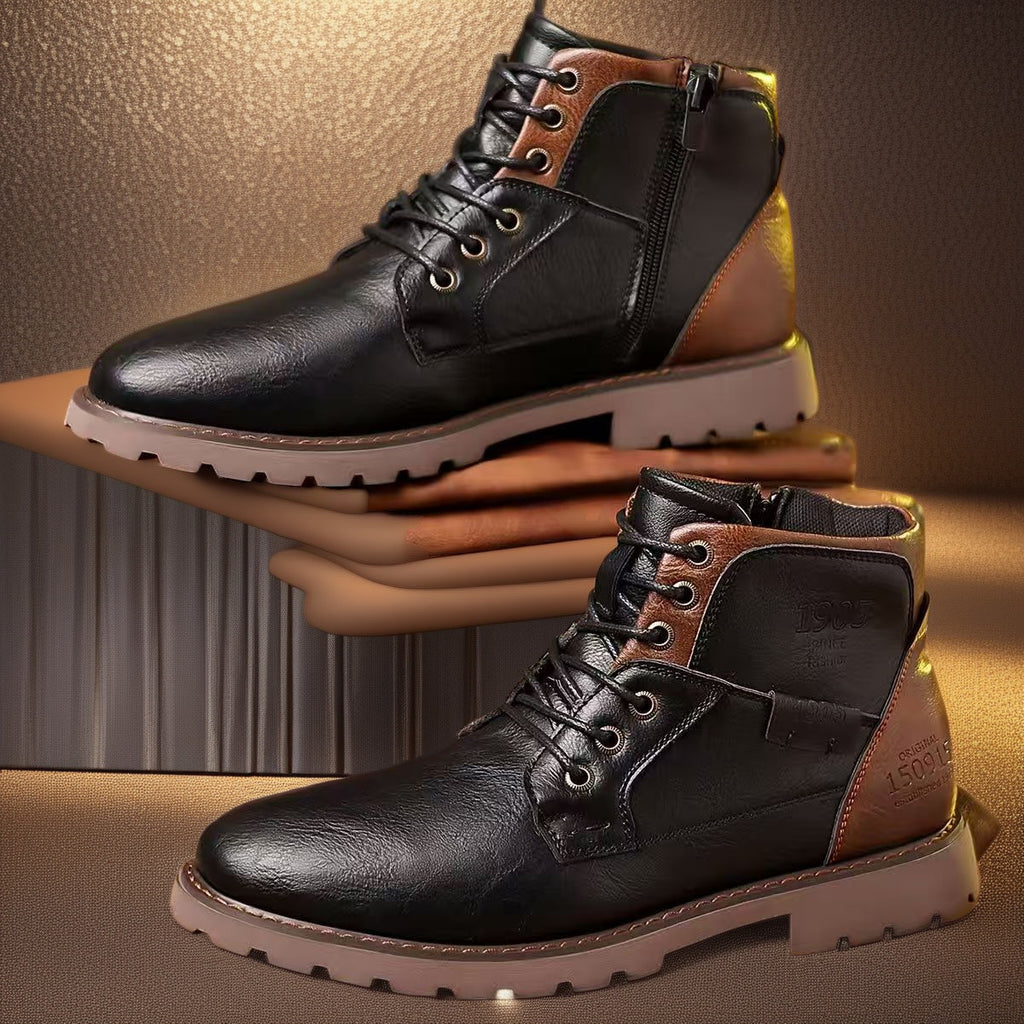 Male Martin Boots Leisure Plus Size Zip Ankle Boots - D&A