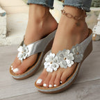 Flower Stitching Wedge Women's Sandals - D&A