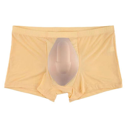 Men's Boxer Ice Silk Underwear Cup Combination U Convex Sexy - D&A