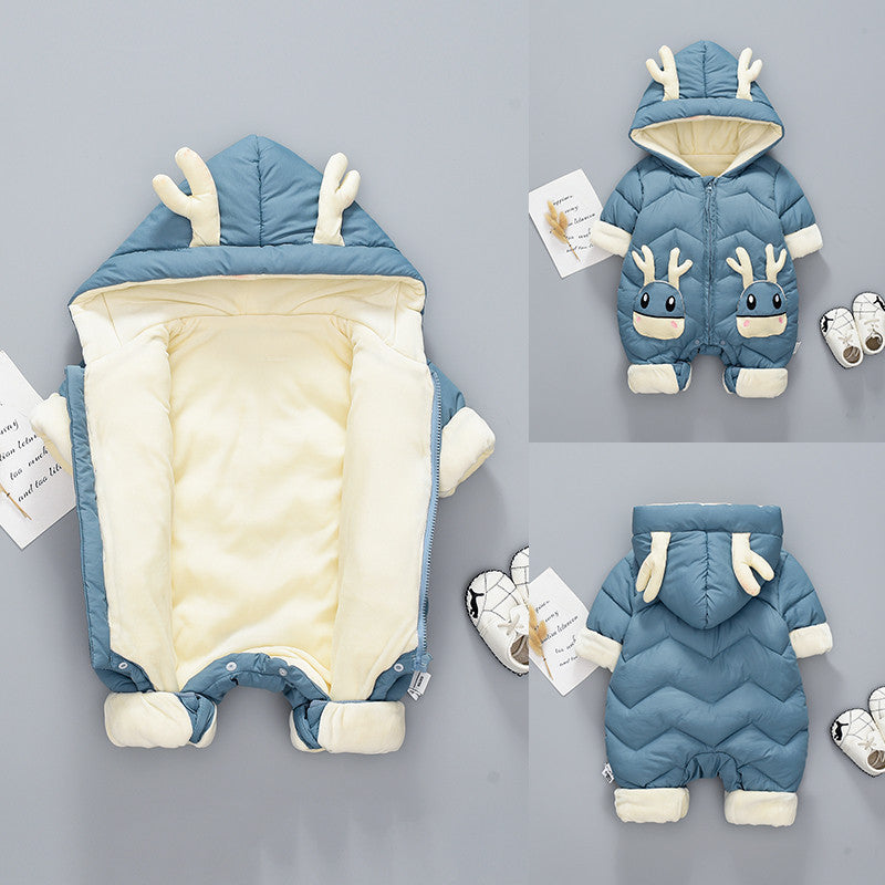 Baby Winter Snowsuit Plus Velvet Thick Baby Boys Jumpsuit 0-3 Years Newborn Romper Girl Clothes Overalls Toddler Coat - D&A