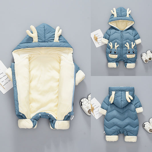 Baby Winter Snowsuit Plus Velvet Thick Baby Boys Jumpsuit 0-3 Years Newborn Romper Girl Clothes Overalls Toddler Coat - D&A