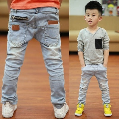 Boys spring and autumn pants Leather pocket - D&A