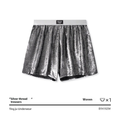 Galaxy Reflective Bright Silver Casual Woven Loose Underwear Star Silver - D&A