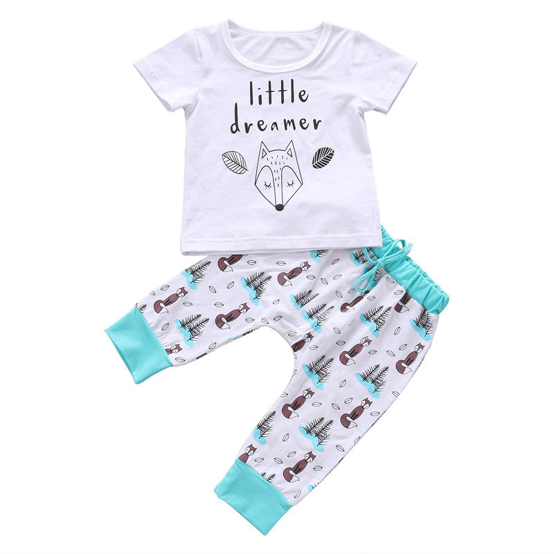 Newborn Baby Clothes Set T-shirt Tops Pants Little Boys and Girls Outfits 90cm - D&A