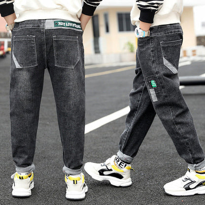 Boys Jeans Autumn And Winter New One-piece Velvet F - D&A