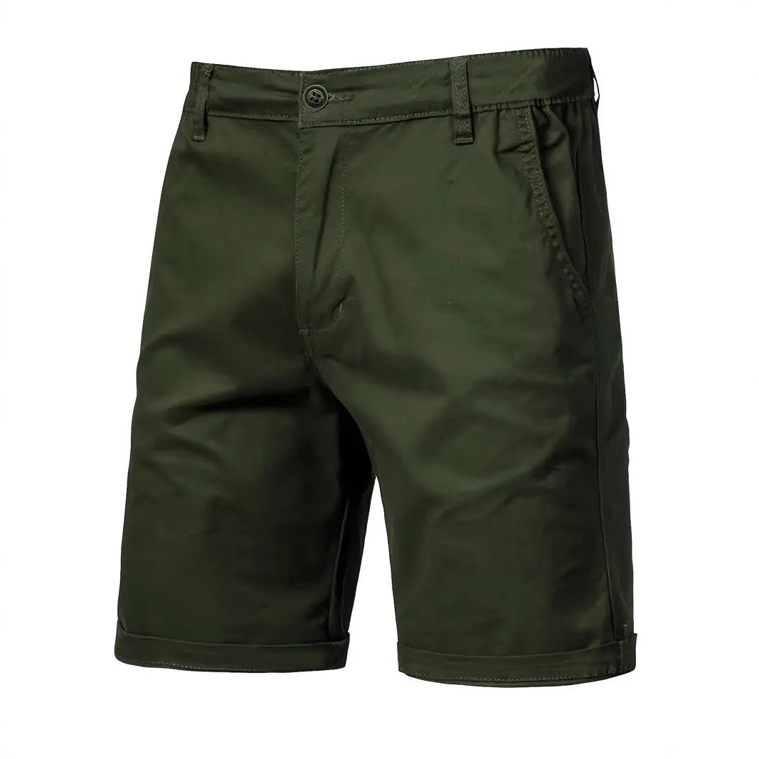Outdoor Casual Straight-leg Slim Cropped Pants Plus Size Pure Color Cotton Camping Shorts - D&A