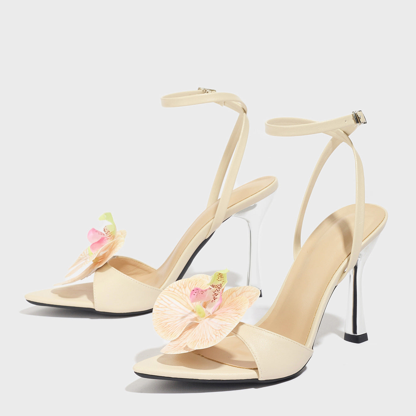 Women's Three-dimensional Flower Pointed-toe Stiletto Sandals - D&A