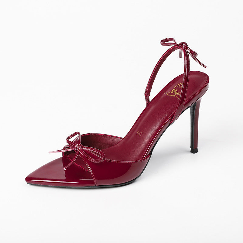 Pointed Stiletto Heel High Heels Open Toe Bow Women - D&A