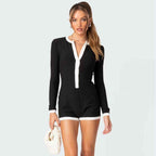 Hip Raise Slim Fit Sexy Women's Long-sleeved Jumpsuit