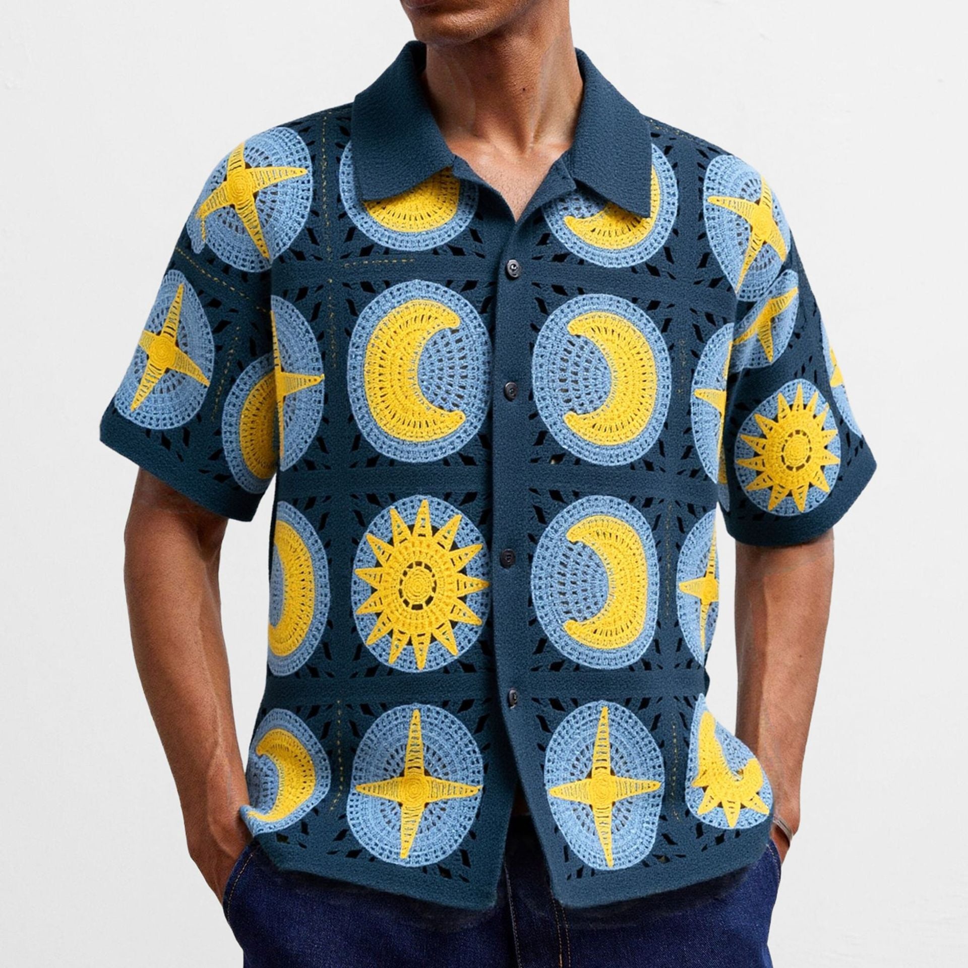 Men's Summer Short-sleeved Cardigan Sweater - D&A