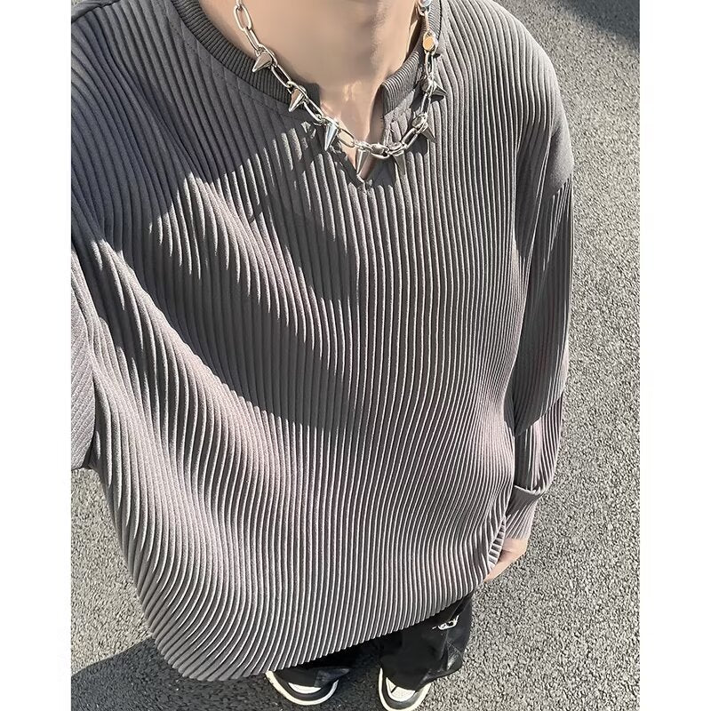 Plus Size Striped Texture Draping Solid Color - D&A
