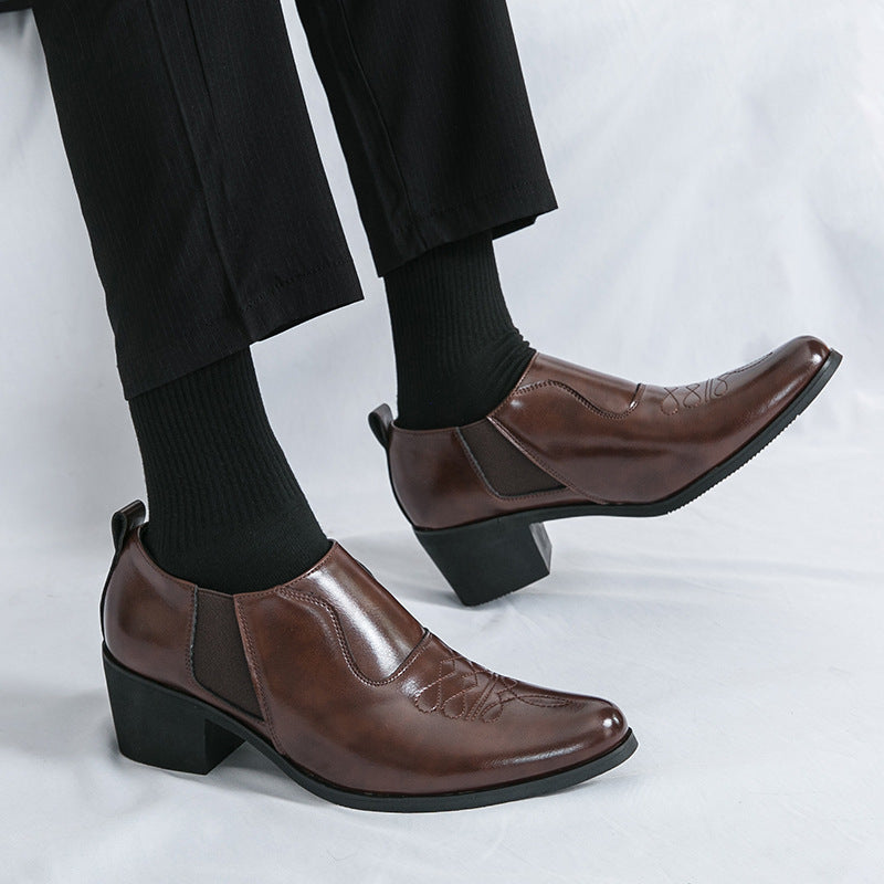 Fashion Men's Business Formal Platform Height Increasing Leather Shoes - D&A