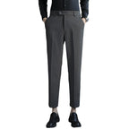 Straight Retro Brown Elastic Slim Fit Brown Casual Pants - D&A