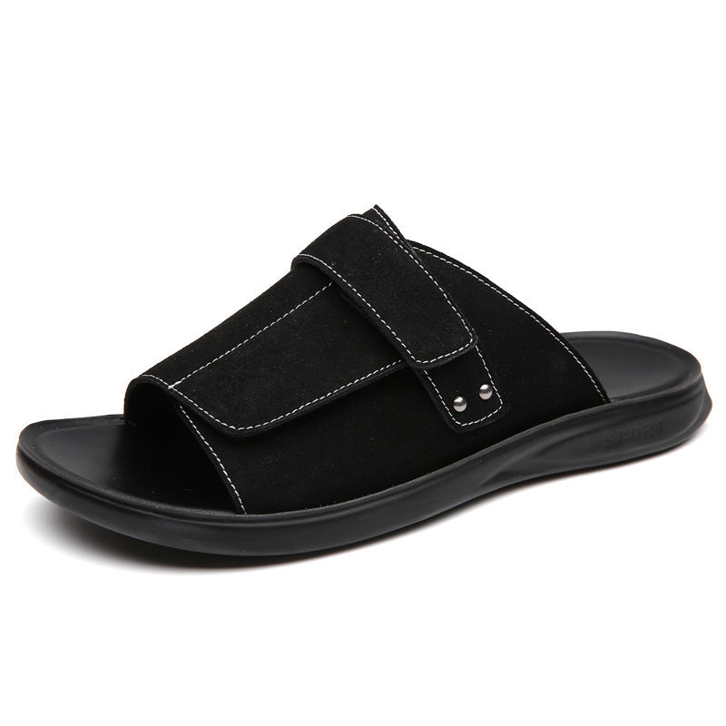 Summer Fashion All-matching Lightweight Youth Men's Slippers Black - D&A