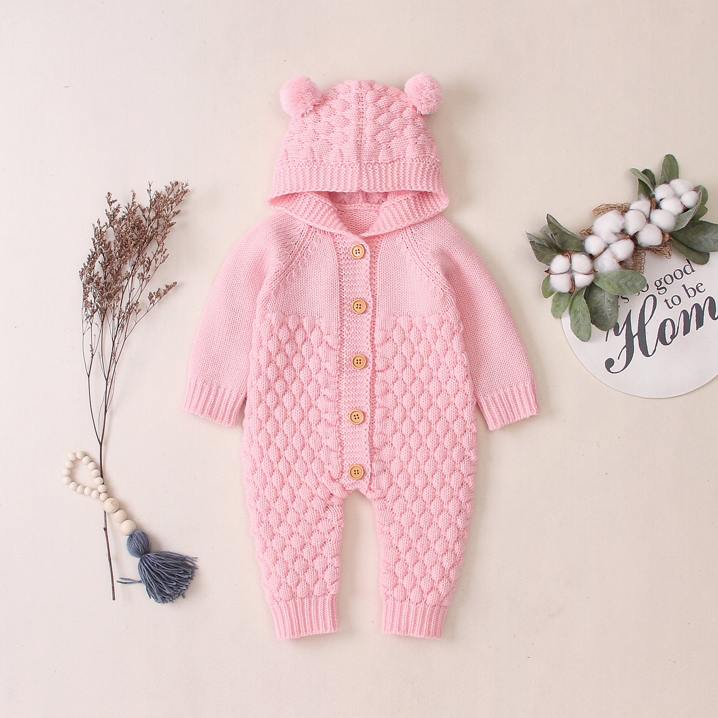 Hooded knitted jumpsuit Pink - D&A