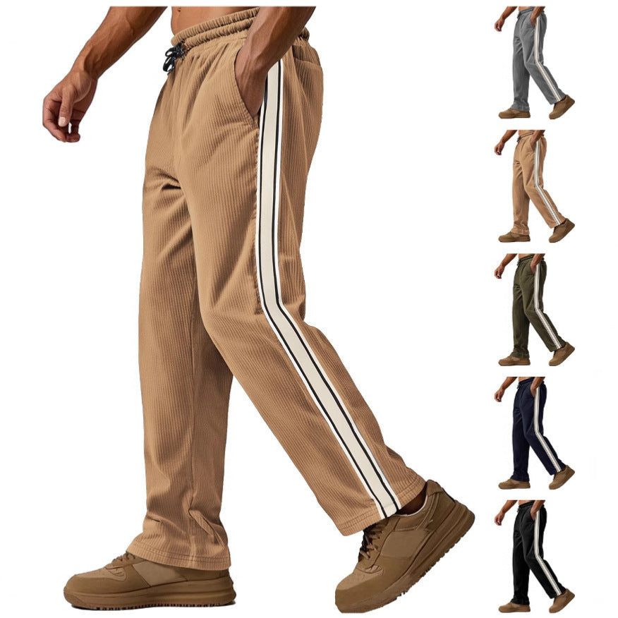 Men's Simplicity Side Stripe Leisure Loose Track Pants - D&A