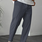 Men's Pure Color Ribbon Pocket Casual Drawstring Trousers - D&A
