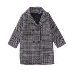 Gray plaid houndstooth coat for girls - D&A