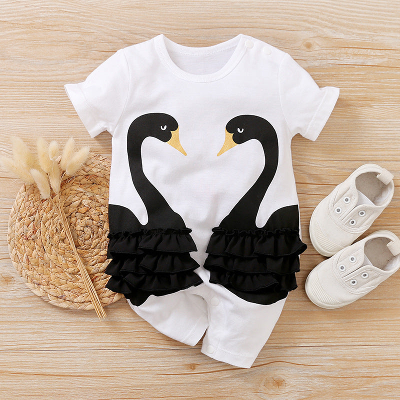 Baby Clothes Short Sleeve Baby Casual Onesies Black - D&A