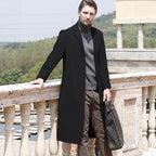 Men's Casual Extended Above The Knee Woolen Trench Coat - D&A
