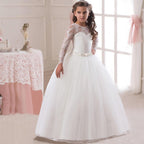 Kids Long Flower Girl Dress Dress White - D&A