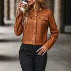 Women's Casual Cropped Casual Jacket - D&A