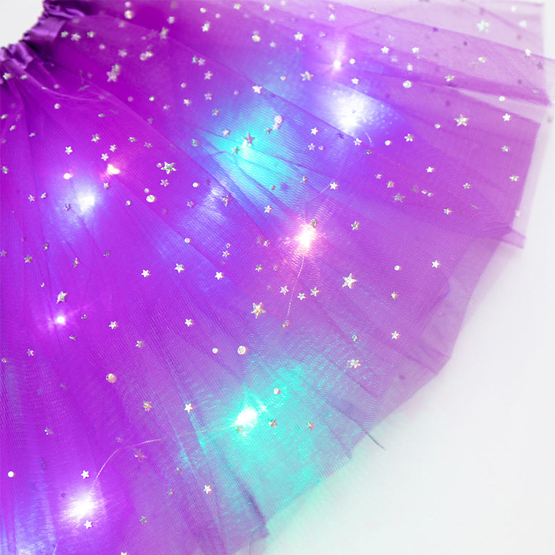 Magical & Luminous LED Princess Halloween Tutu Skirt Sequins Shiny Skirt - D&A