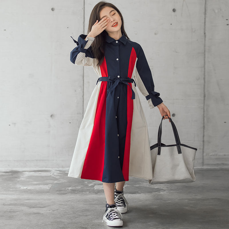 Korean Version Of The Big Kids Girls Multi-color Stitching Fashion A-line Skirt - D&A