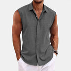 Lapel Beach Sleeveless Shirt - D&A
