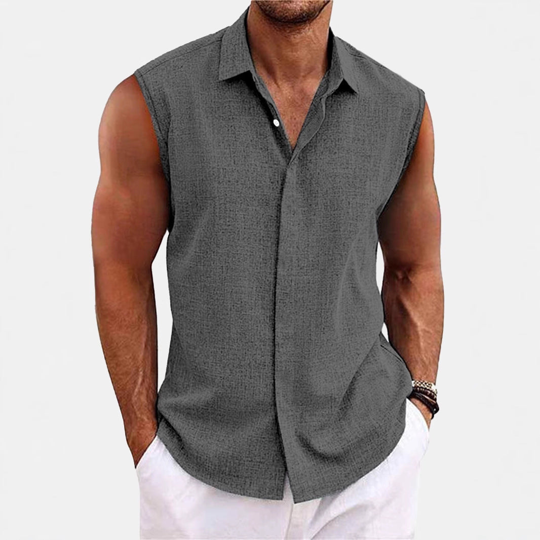 Lapel Beach Sleeveless Shirt - D&A