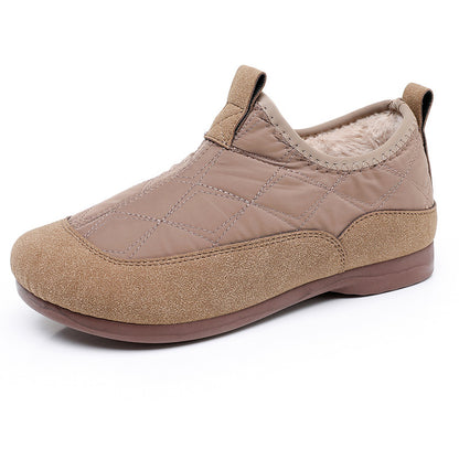 Winter Cloth Shoes For Women Plus Velvet Soft Bottom One Pedal Cotton Shoes Warm Flat Bottom Gommino - D&A