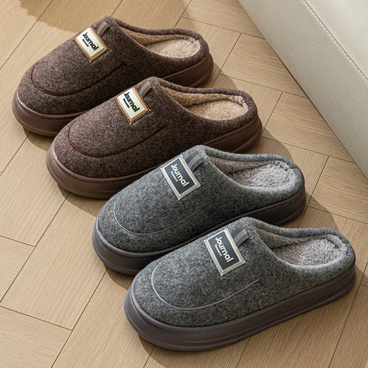 Men's Warm Thickened Bottom Plus Size Cotton Slippers - D&A