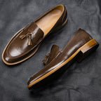 American Size Wood Grain Tassel Foreign Trade Formal Shoes Loafers Slip-on - D&A