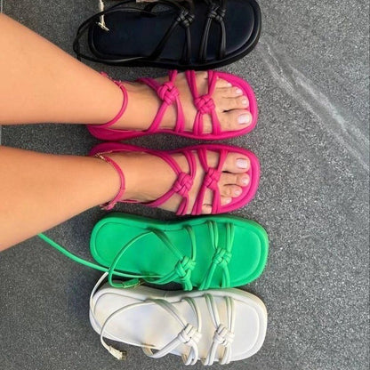 Plus Size Outer Wear Woven Beach Sandals - D&A
