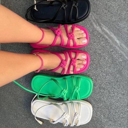 Plus Size Outer Wear Woven Beach Sandals - D&A