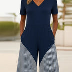 Digital Printing Plus Size Temperament Jumpsuit Blue - D&A