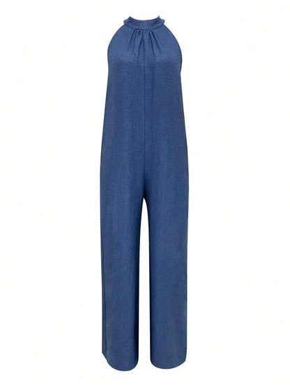 Sleeveless Halter Ruffled Young Women's Jumpsuit - D&A