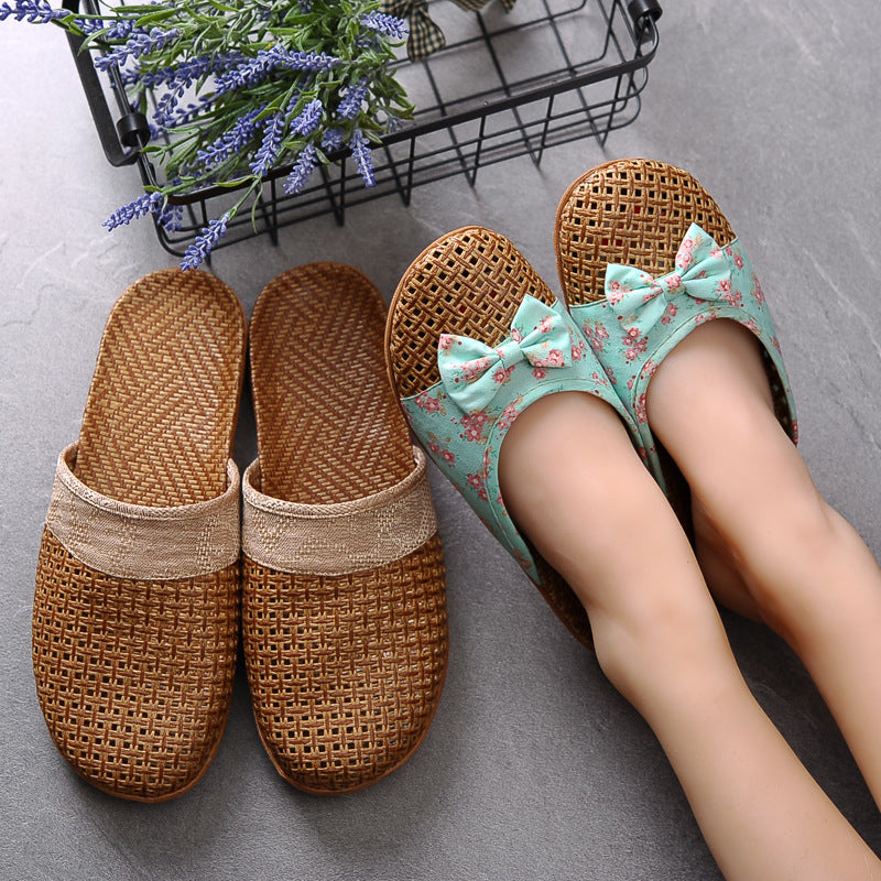 Indoor Non-slip Thick-soled Floor Linen Slippers - D&A