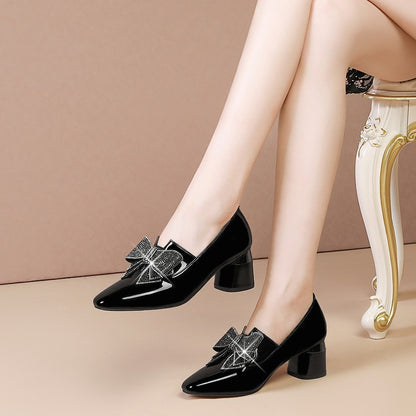 Rhinestone Bow High Heel Women's Shoes - D&A