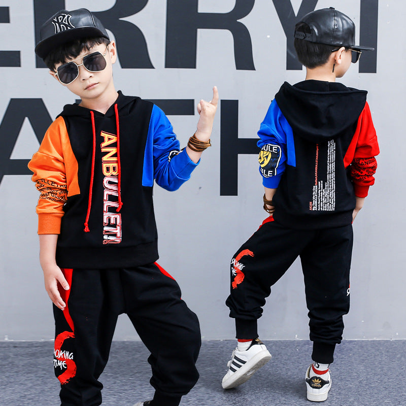 Boys spring suit new Korean children's clothing in the big boy boy long-sleeved sports two-piece suit tide clothes yellow - D&A