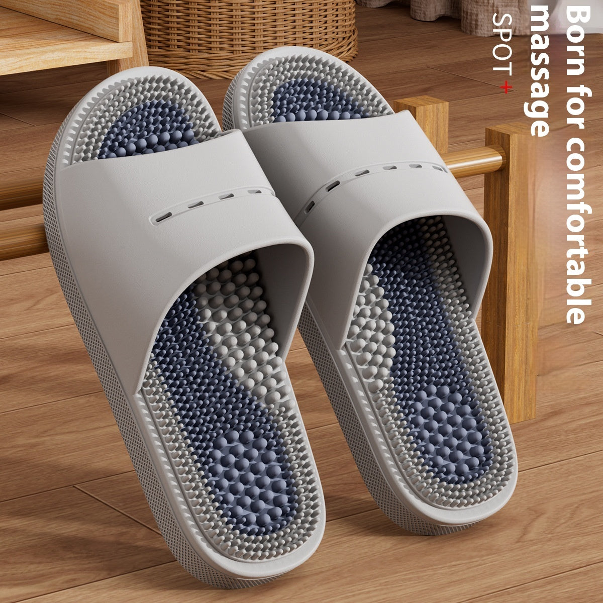 Ball Massage Sandals Bathroom Bath Non-slip Wear-resistant Anti-slip Bath Mat Pedicure Gray543 - D&A