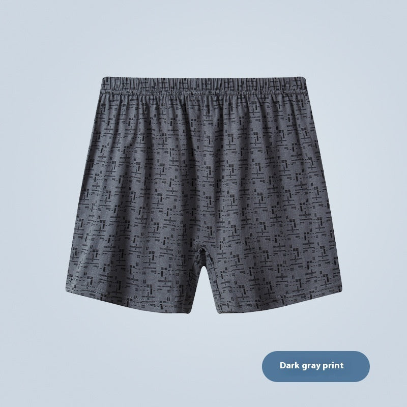 Middle-aged And Elderly Underwear Men's Cotton Boxer Dark Gray Printing - D&A