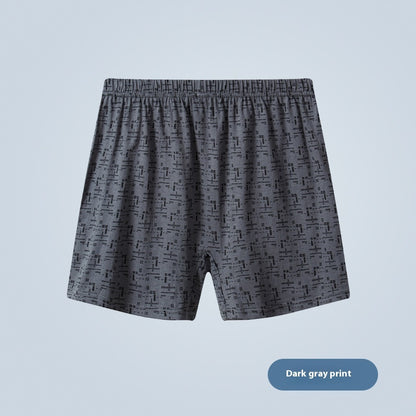 Middle-aged And Elderly Underwear Men's Cotton Boxer Dark Gray Printing - D&A