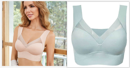 Plus Size Thin Bra Accessory Breast Push Up Bra Light blue beige - D&A