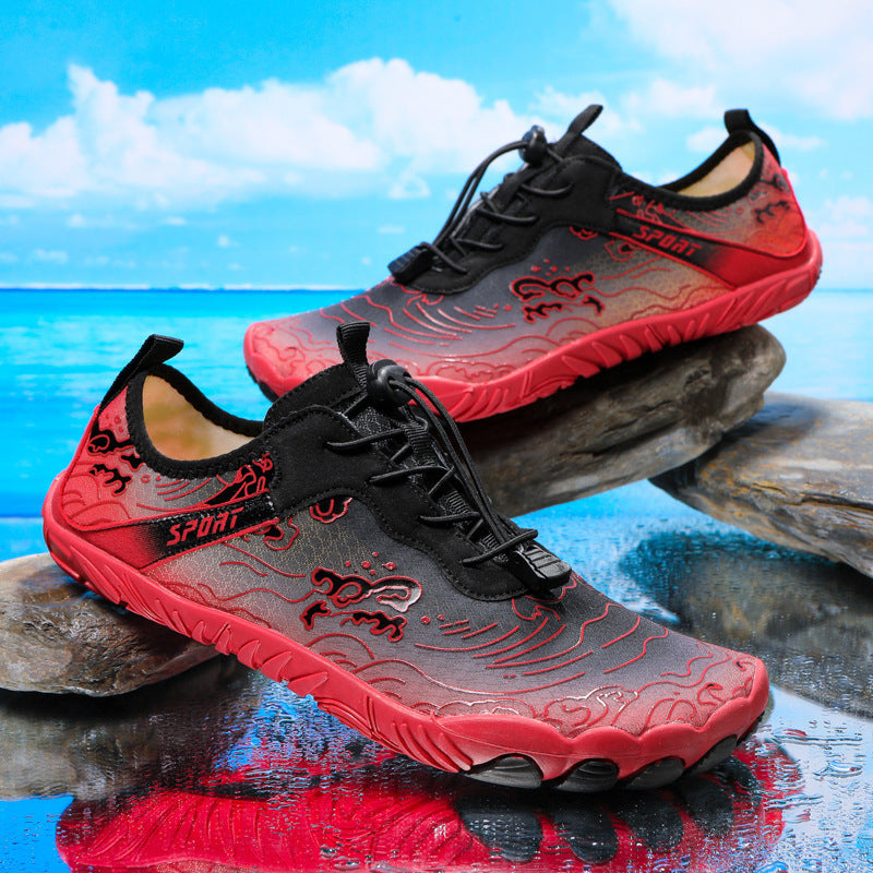 Outdoor Sports Hiking Shoes Beach C801 Black Red Sole with nails - D&A